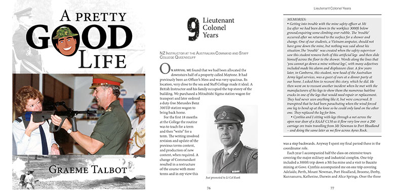 Book designed for self-published memoir by military man. 